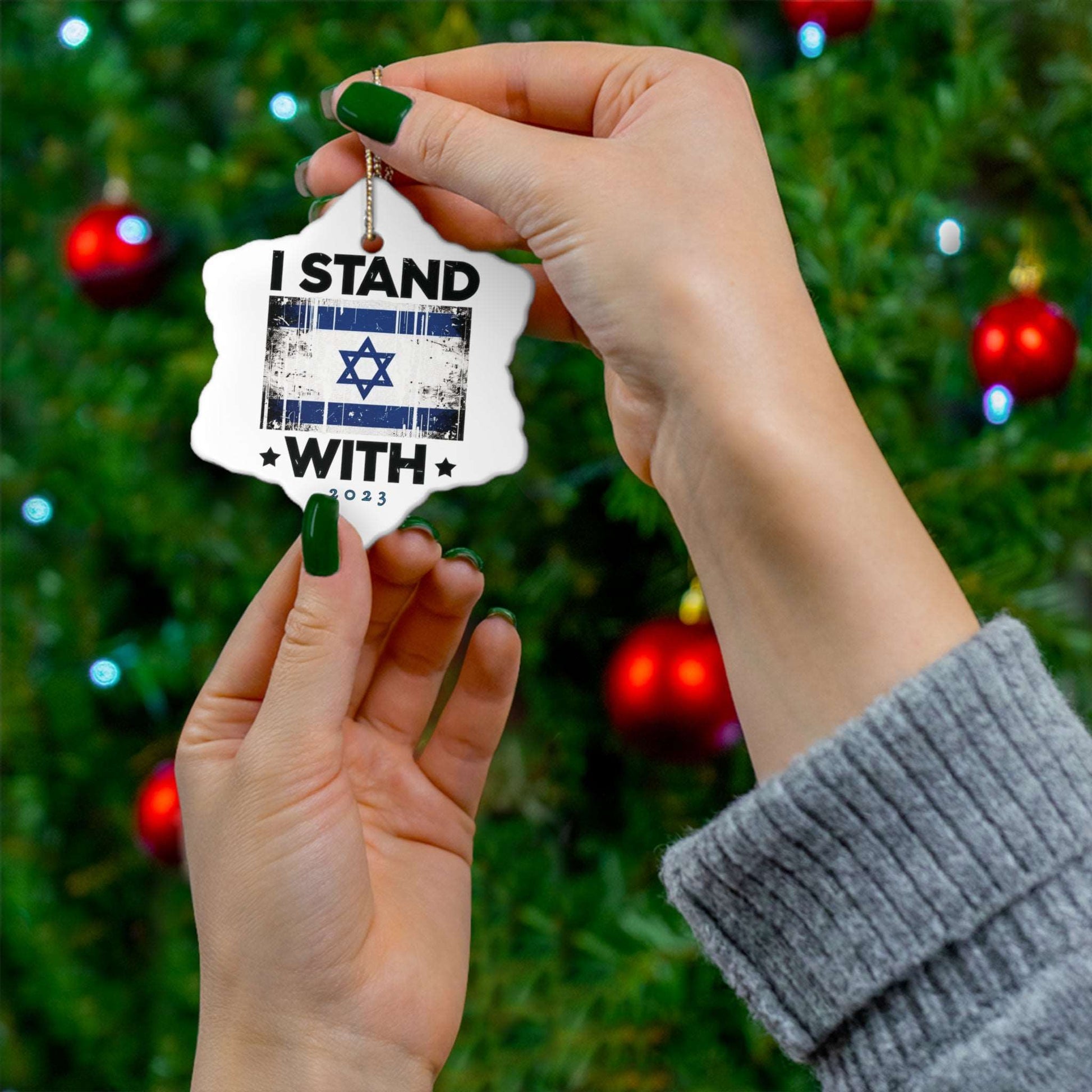 I Stand With Israel Ceramic Ornament, 3 Shapes