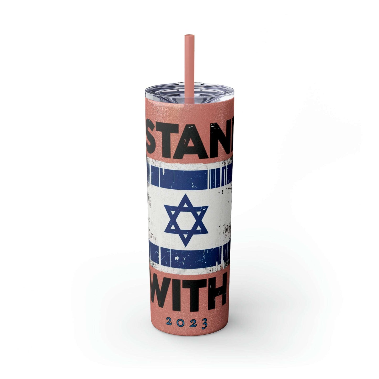 I Stand with Israel Skinny Tumbler with Straw, 20oz