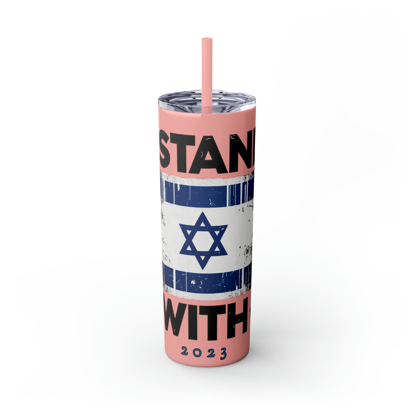 I Stand with Israel Skinny Tumbler with Straw, 20oz