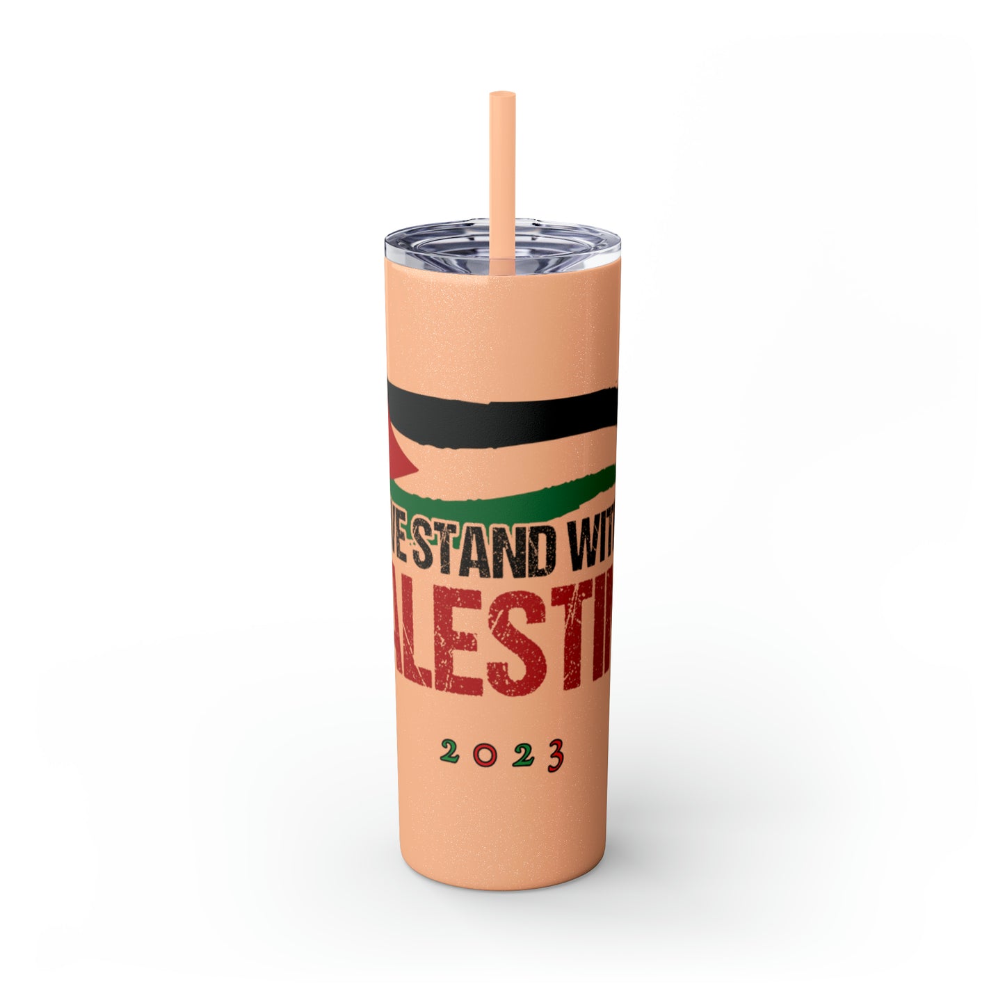 We Stand with Palestine Skinny Tumbler with Straw, 20oz