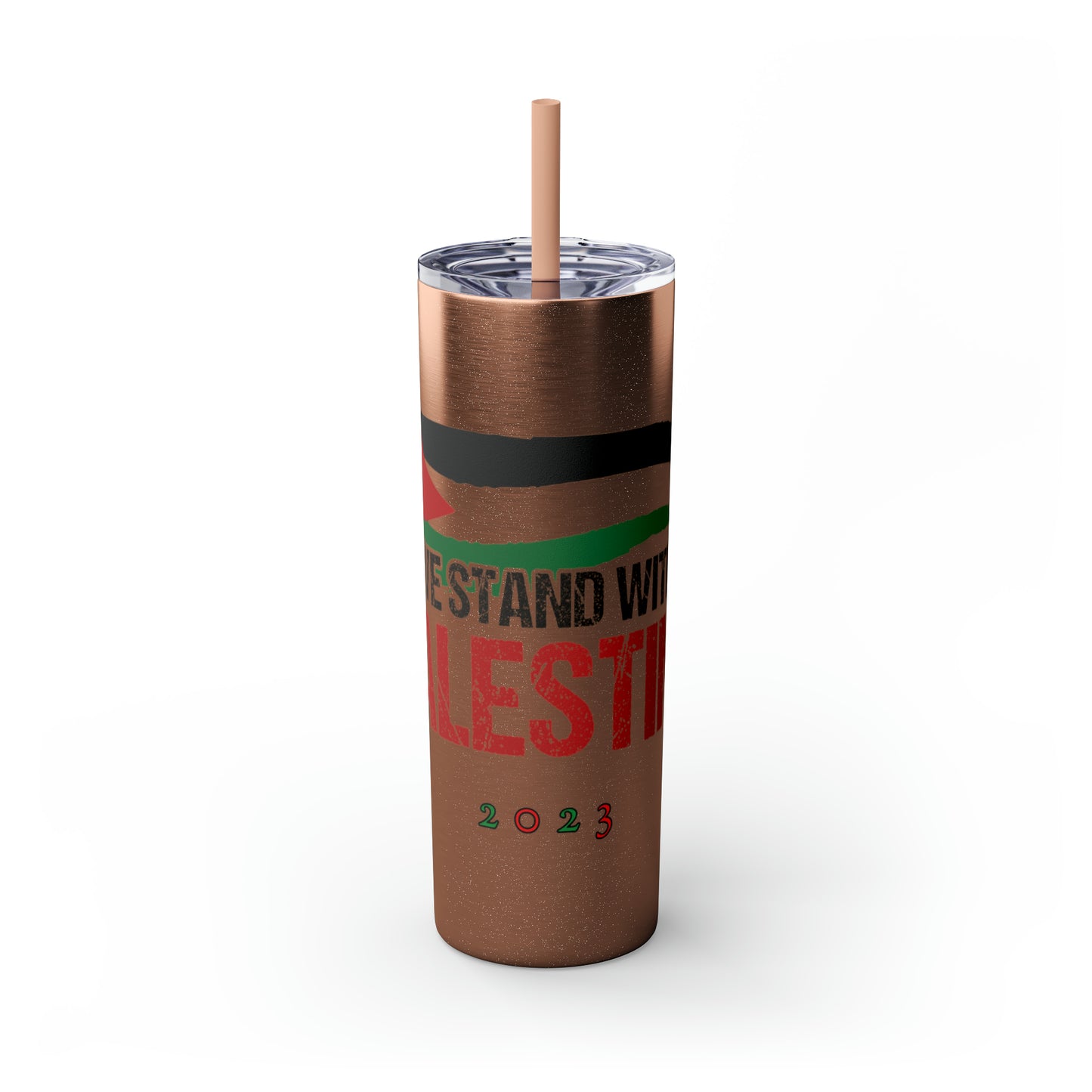 We Stand with Palestine Skinny Tumbler with Straw, 20oz