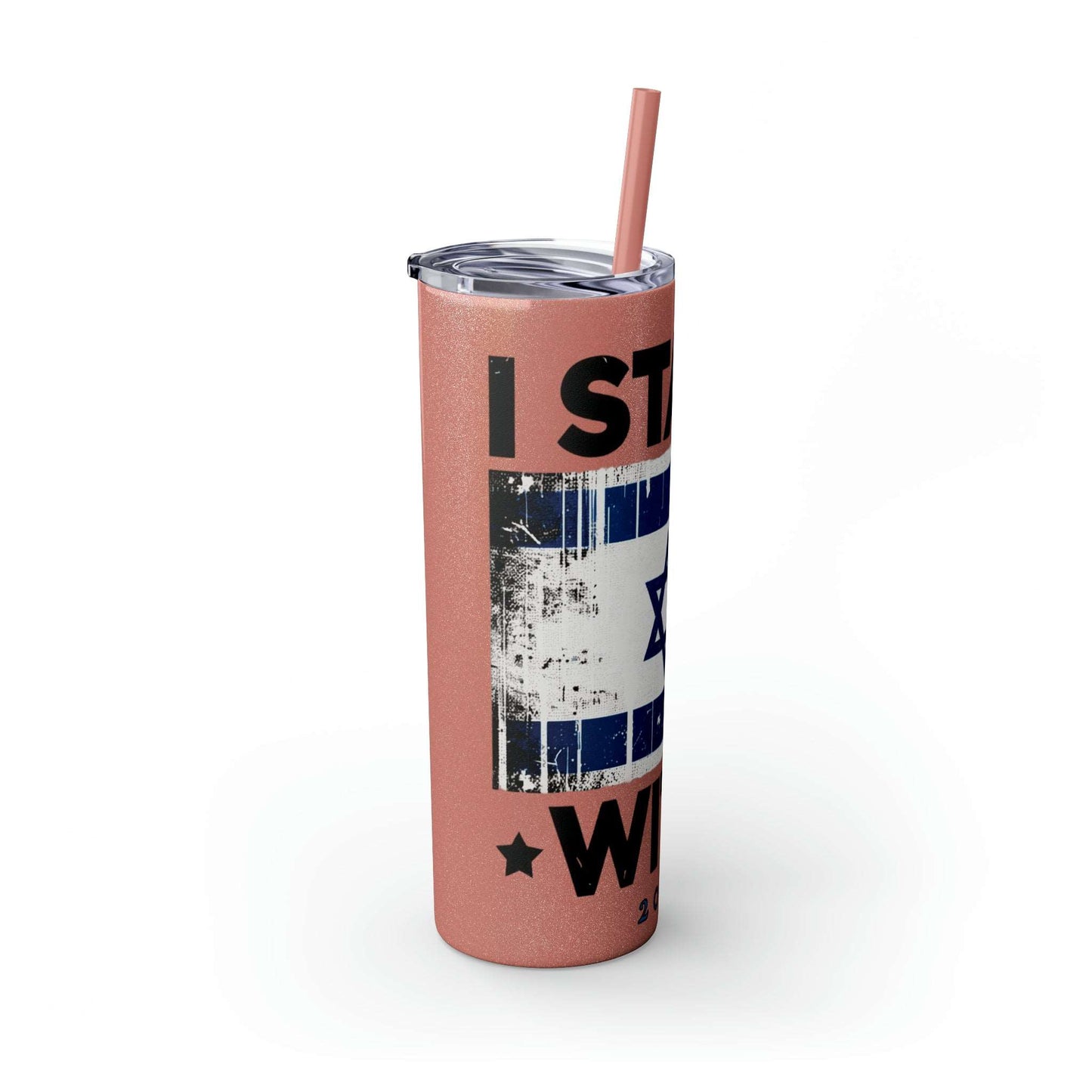 I Stand with Israel Skinny Tumbler with Straw, 20oz