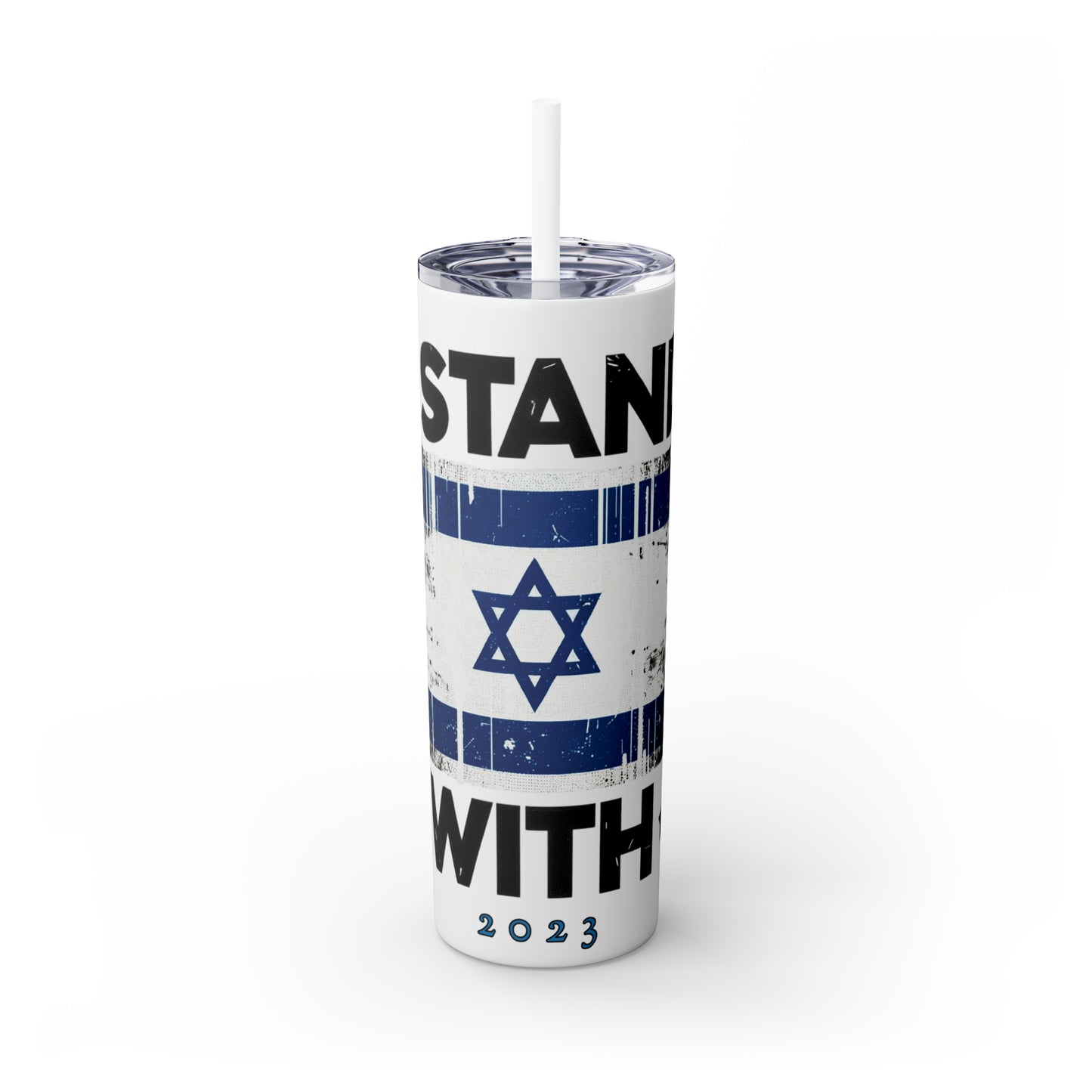 I Stand with Israel Skinny Tumbler with Straw, 20oz