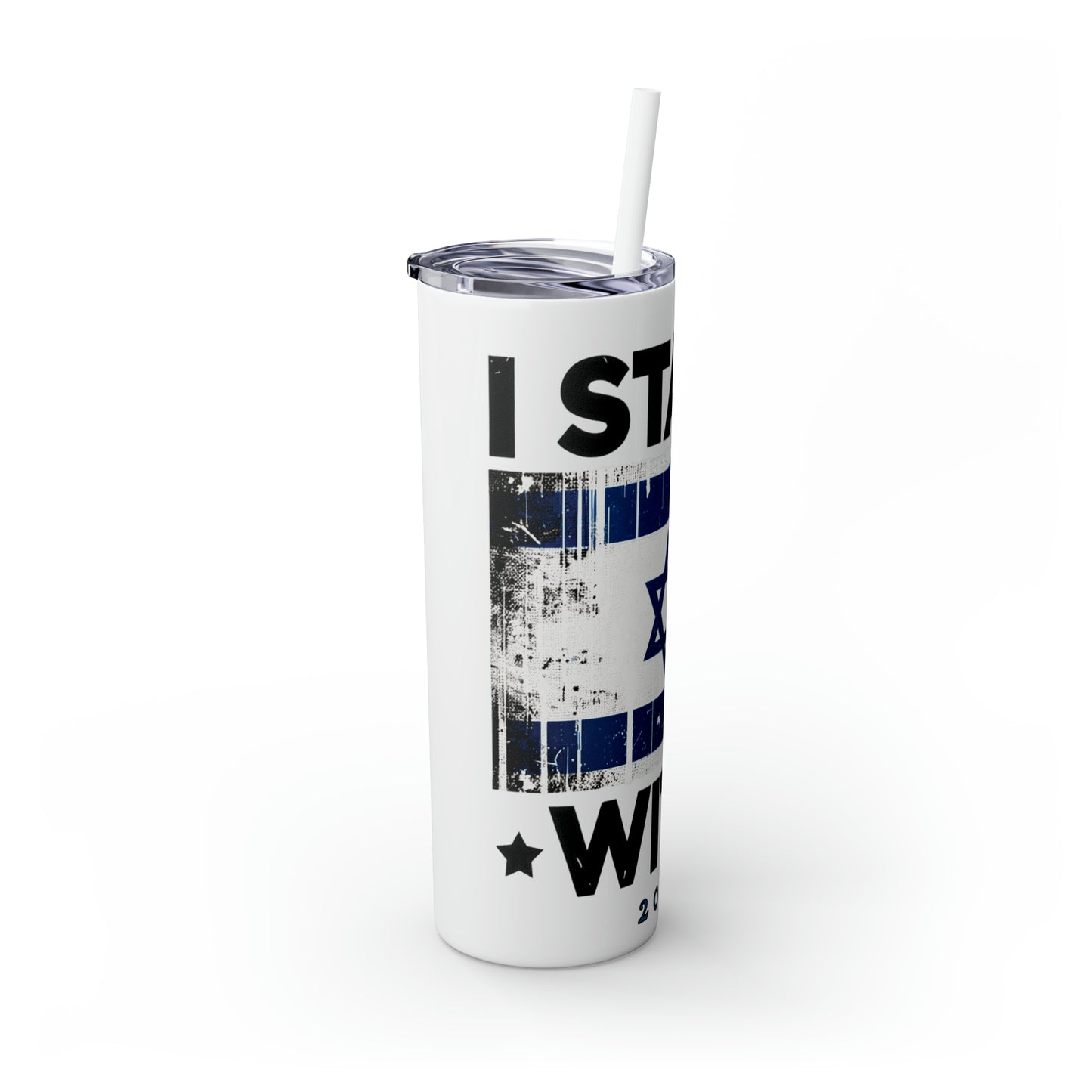 I Stand with Israel Skinny Tumbler with Straw, 20oz