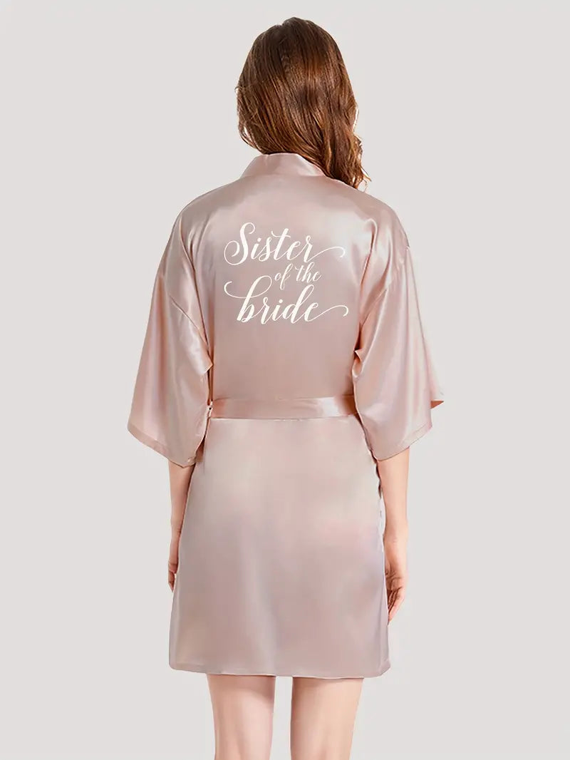 Chic Personalized Bride Night Robe: Flaunt Your Role with Style in this 3/4 Sleeve V-Neck Robe! (Personalization Available)