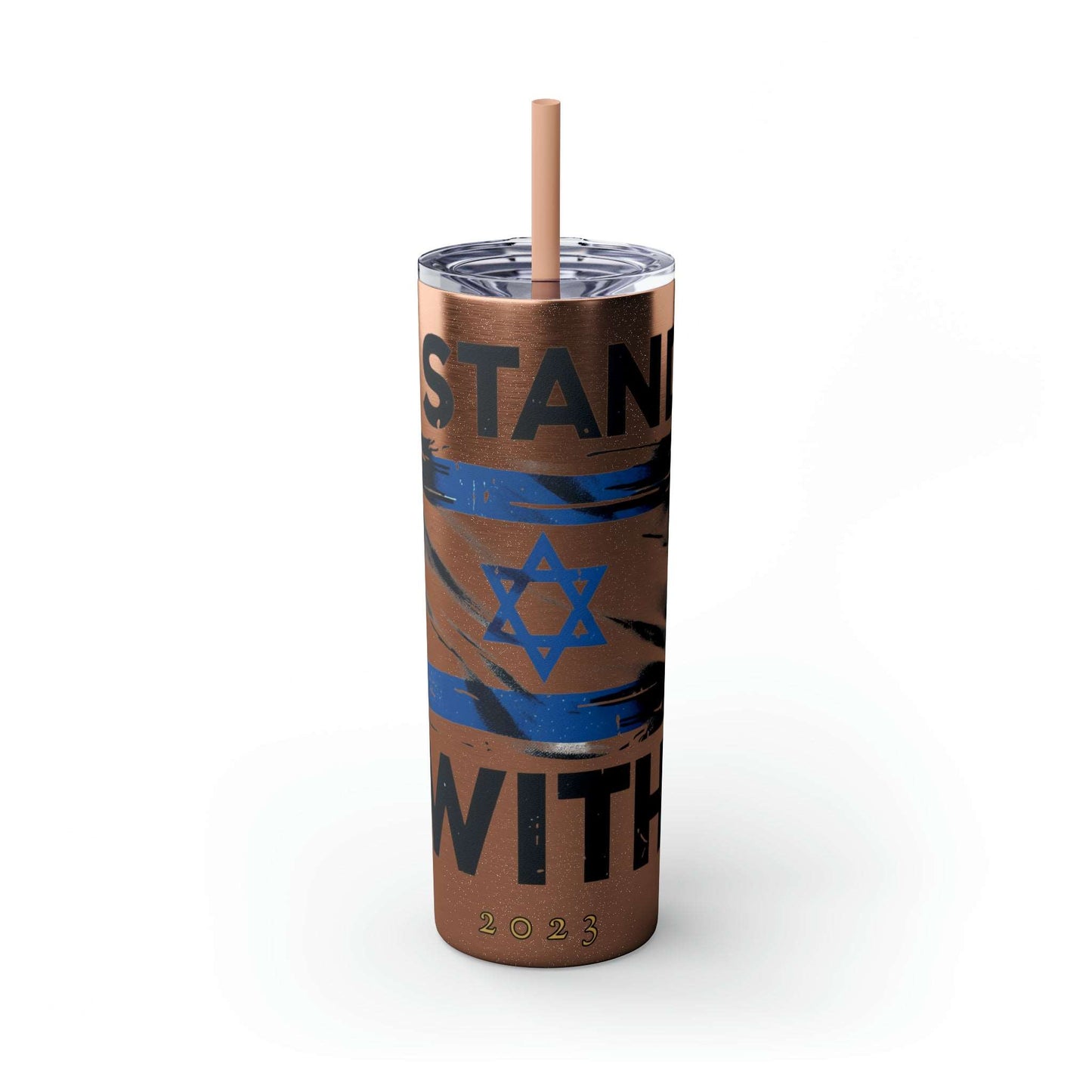 I Stand with Israel Skinny Tumbler with Straw, 20oz