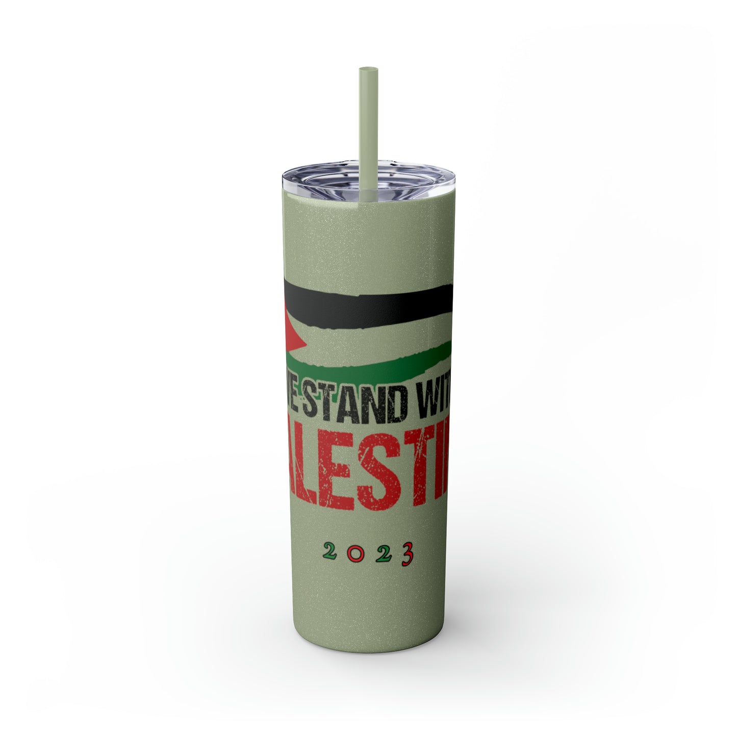 We Stand with Palestine Skinny Tumbler with Straw, 20oz