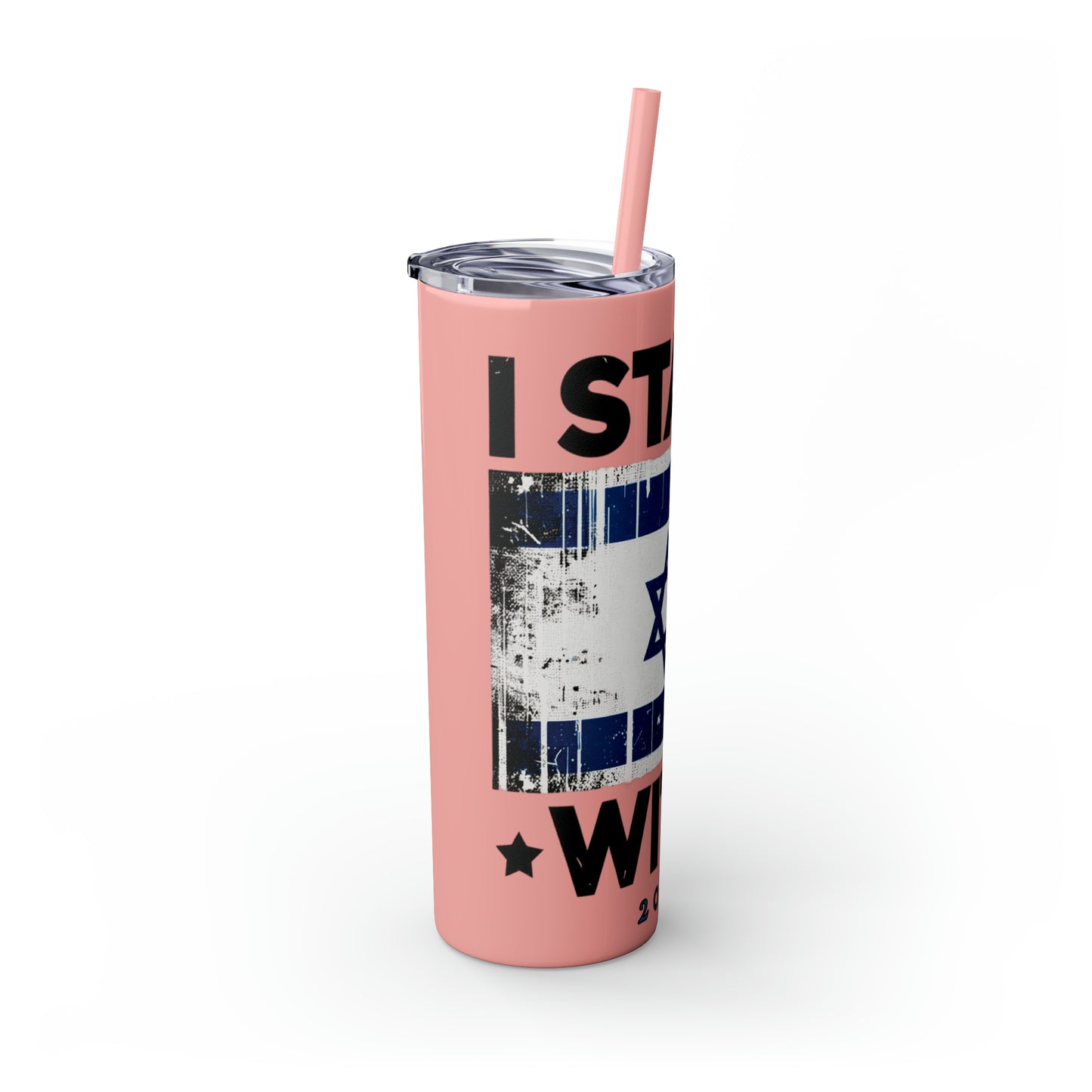 I Stand with Israel Skinny Tumbler with Straw, 20oz