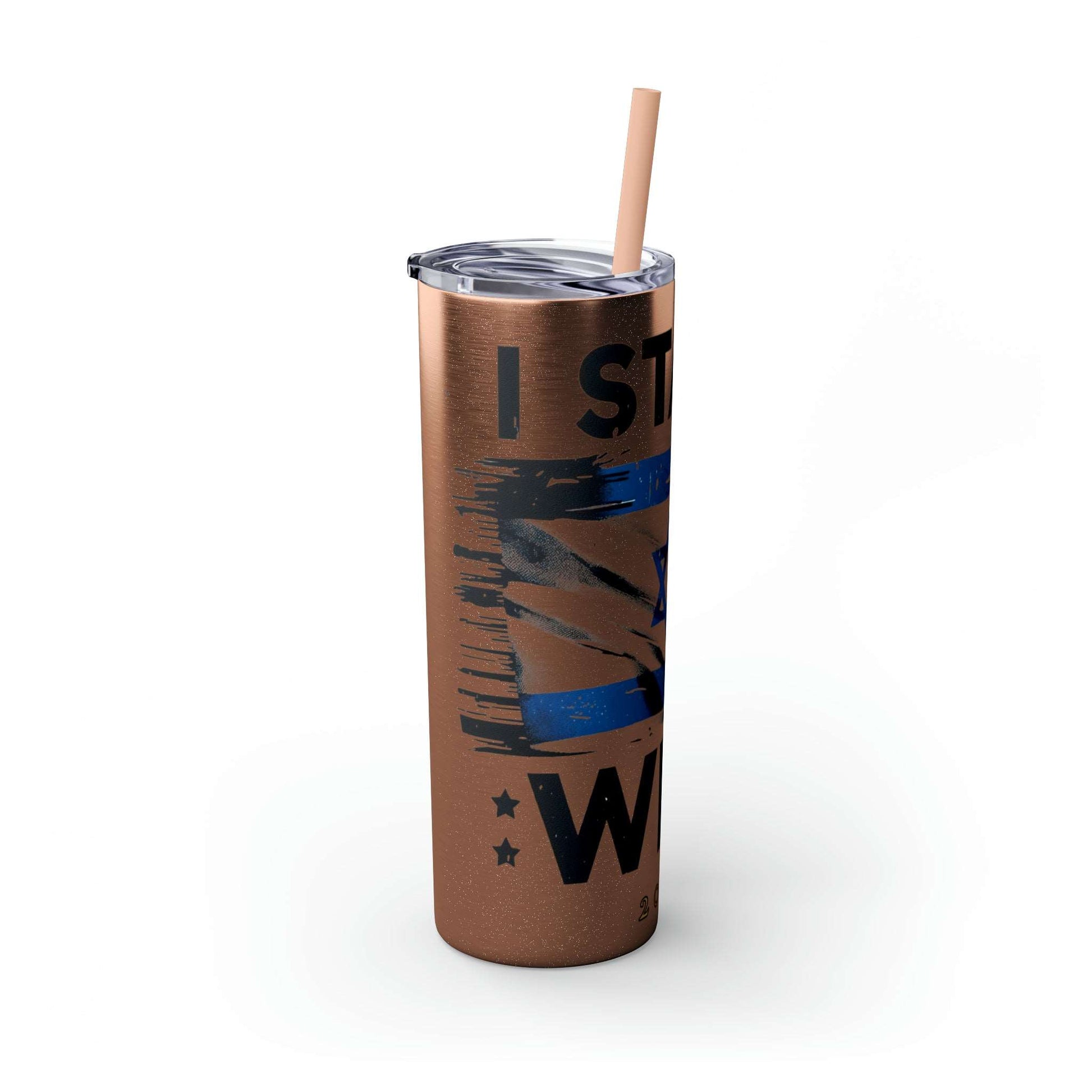 I Stand with Israel Skinny Tumbler with Straw, 20oz