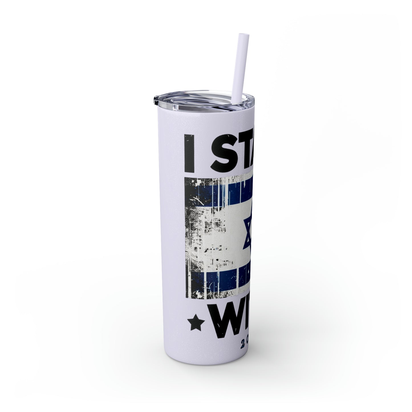 I Stand with Israel Skinny Tumbler with Straw, 20oz