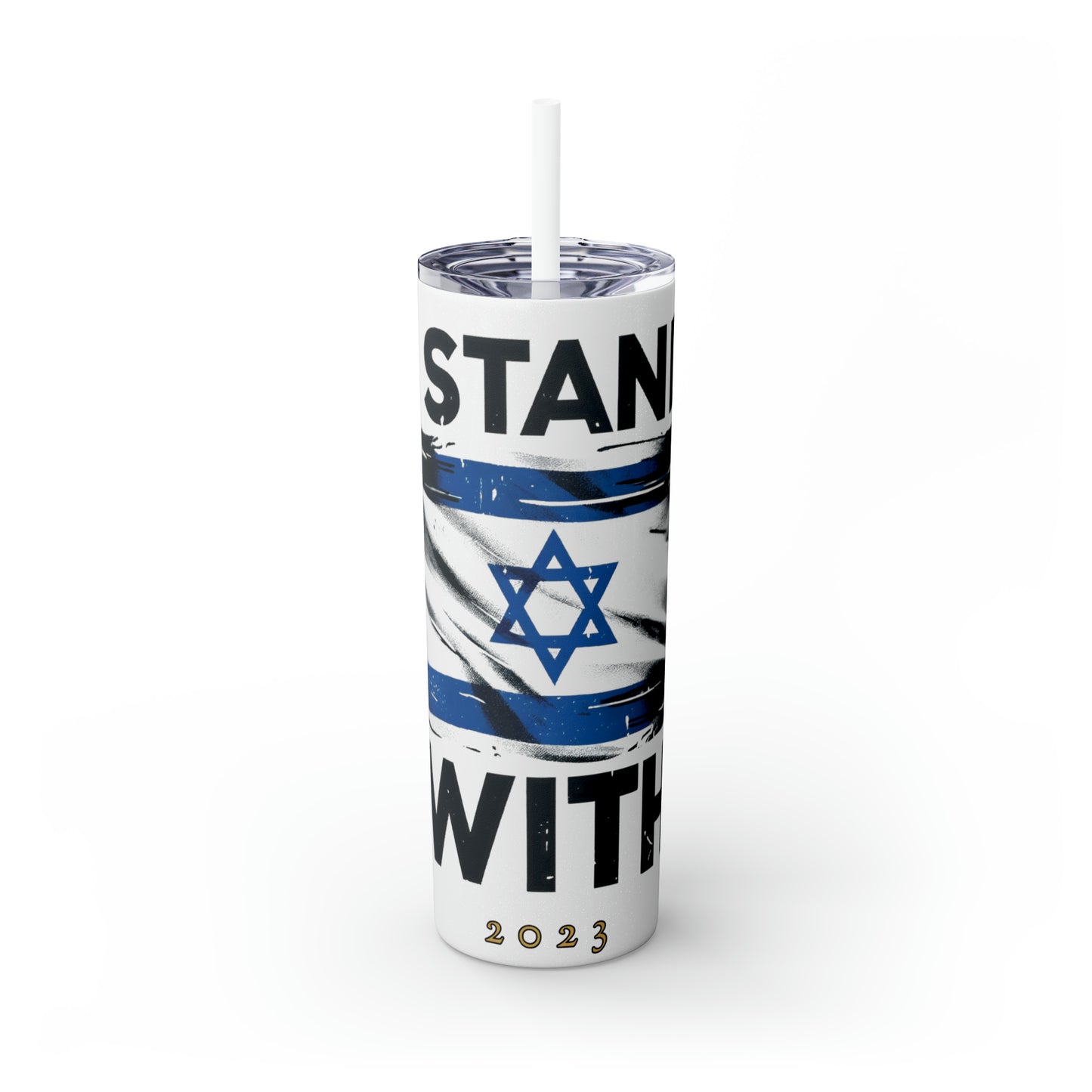 I Stand with Israel Skinny Tumbler with Straw, 20oz