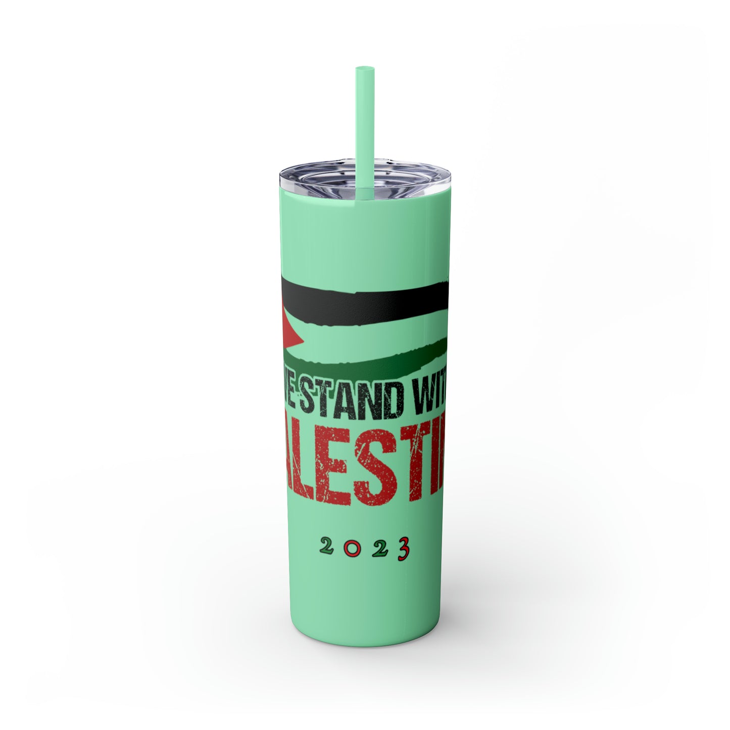 We Stand with Palestine Skinny Tumbler with Straw, 20oz