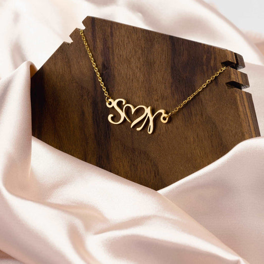 Initial Name Jewelry, Cute Heart Necklace for Her, Minimalist Dainty Name Necklace