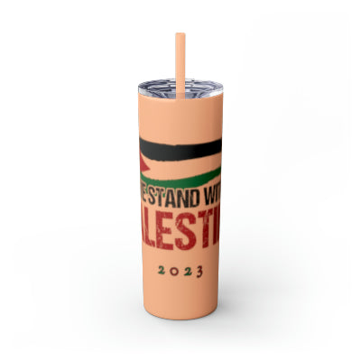 We Stand with Palestine | Skinny Tumbler with Straw | 20oz Drinkware | Gift | Portable Cup