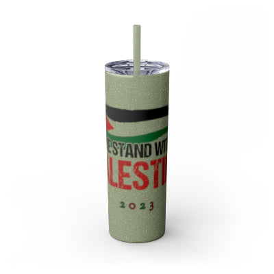 We Stand with Palestine | Skinny Tumbler with Straw | 20oz Drinkware | Gift | Portable Cup