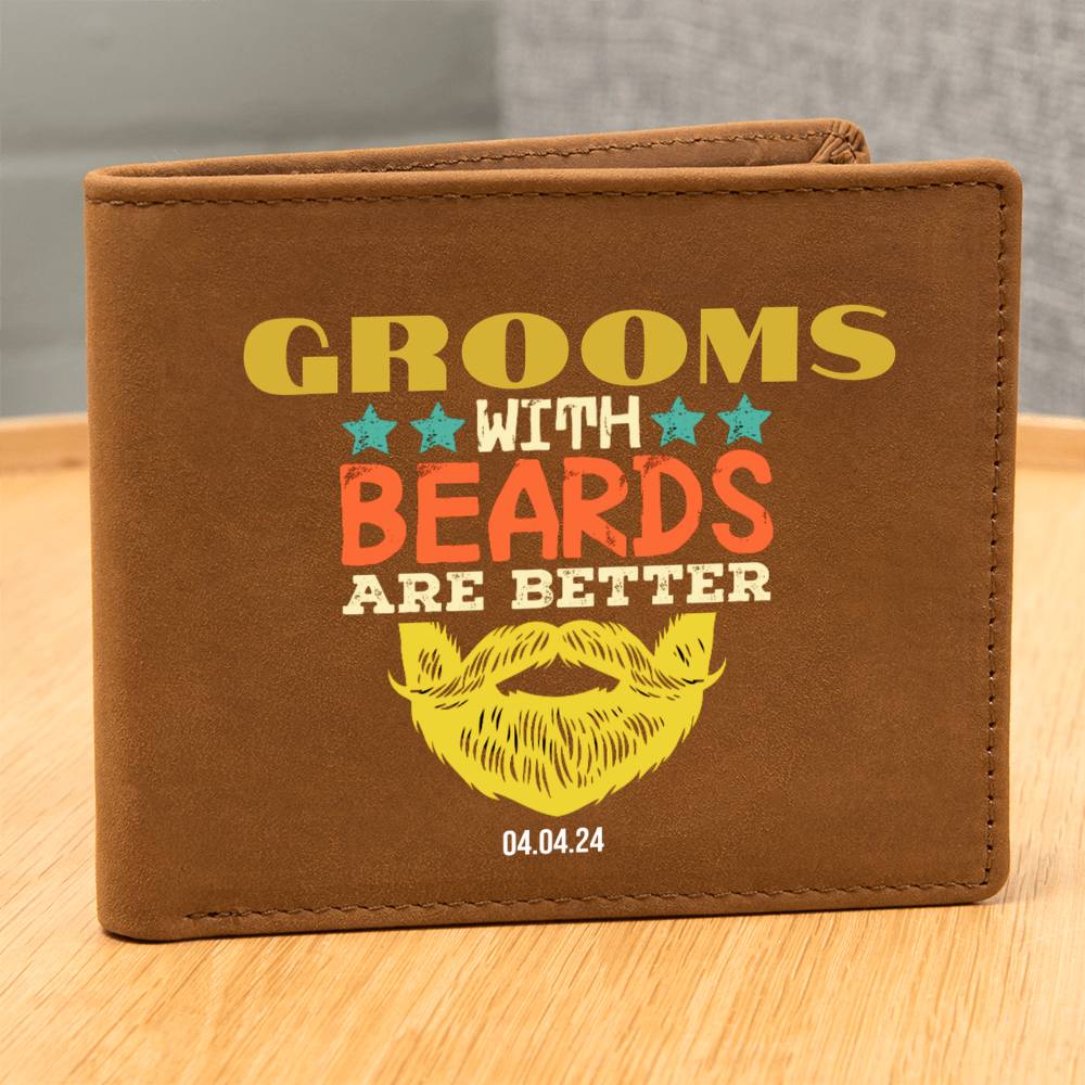 Custom Wallet for Bearded Groom, Personalized Bachelor Gift, Bachelor Party Favors, Sturdy Leather Wallet for Him