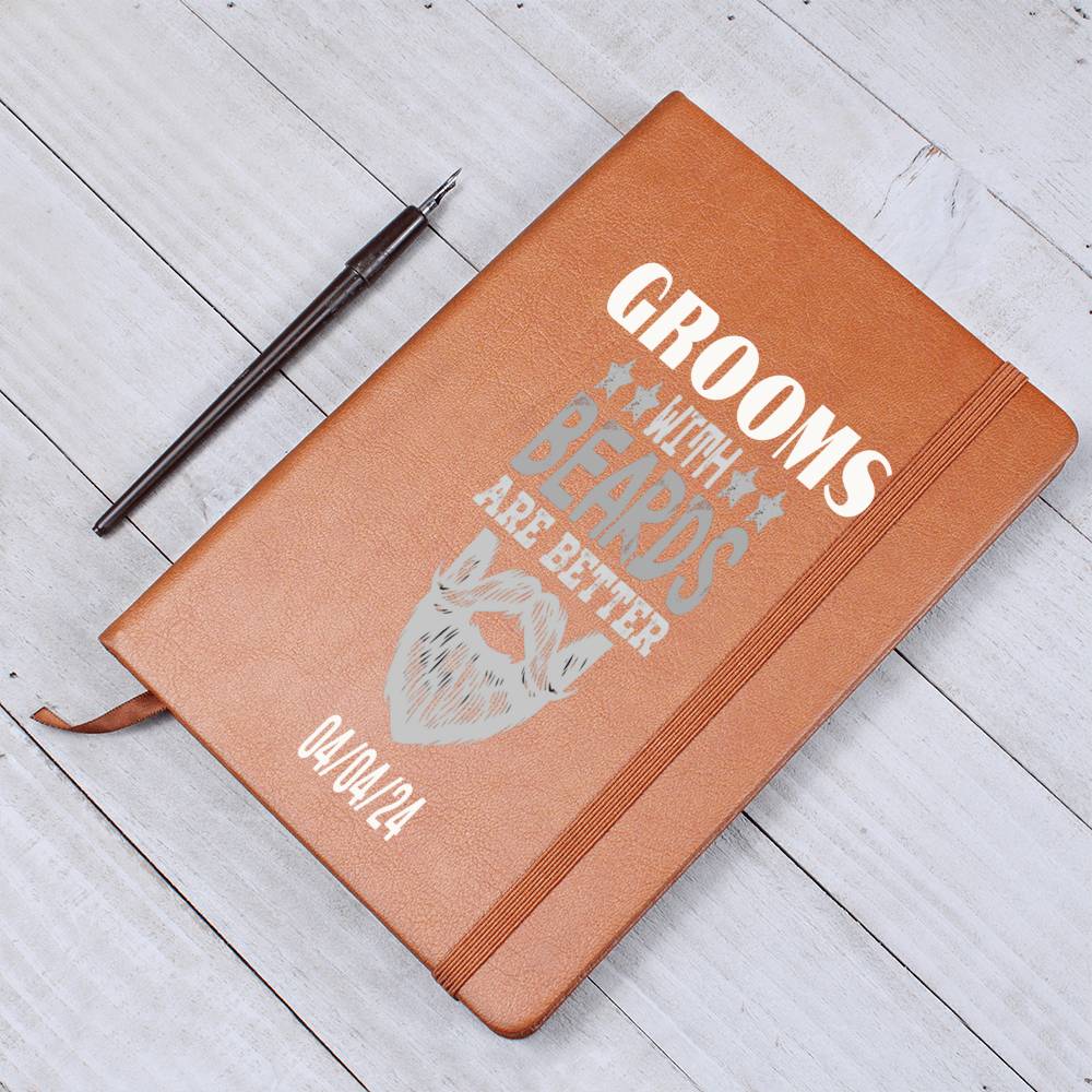 Custom Leather Journal for Bearded Groom, Bachelor Party Favors for Groomsmen, Minimalist Honeymoon Log Book