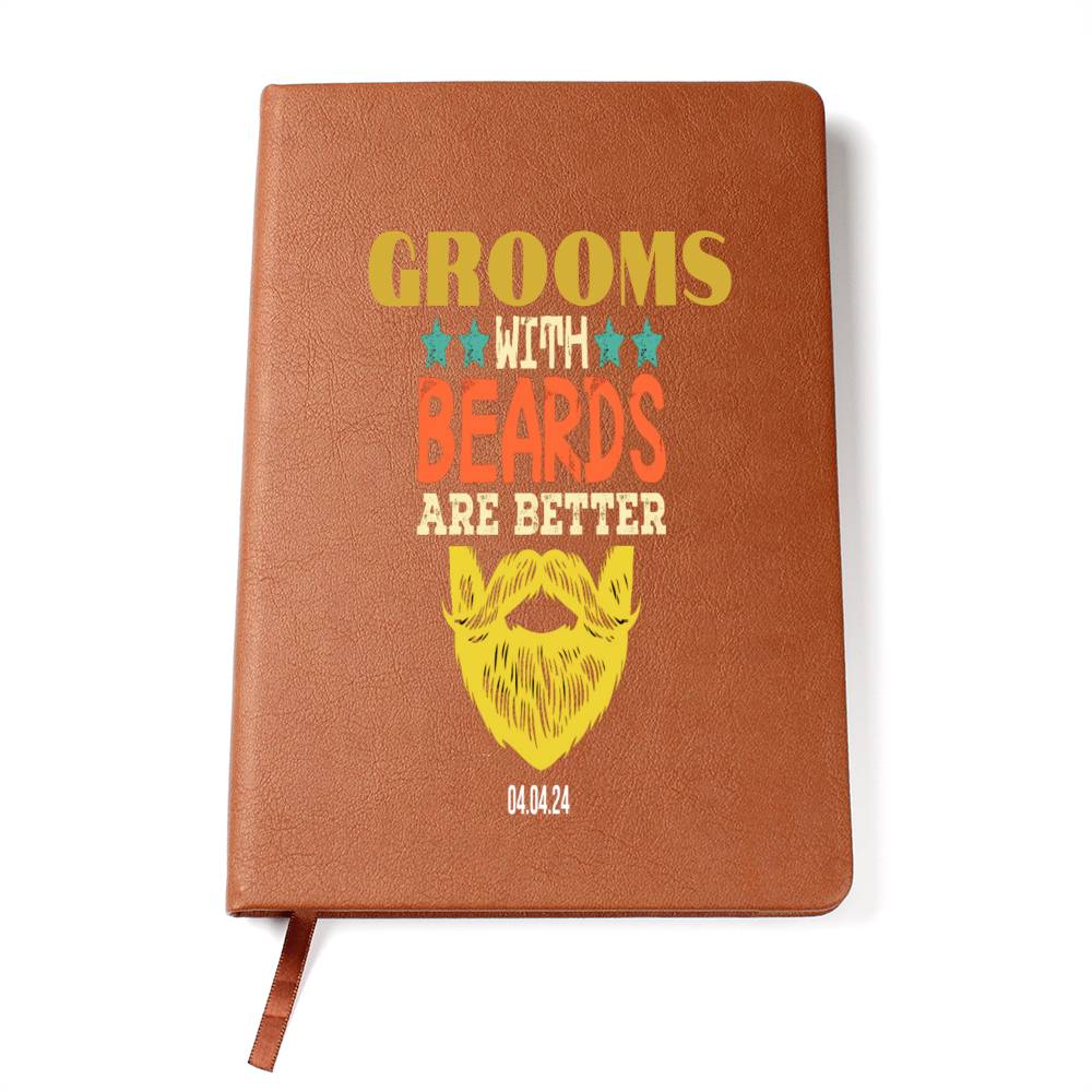 Minimalist Journal for Groom, Custom Wedding Date Leather Book, Bachelor Party Favors, Gift for Bearded Future Husband