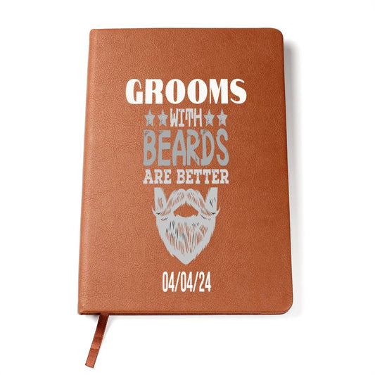 Custom Leather Journal for Bearded Groom, Bachelor Party Favors for Groomsmen, Minimalist Honeymoon Log Book