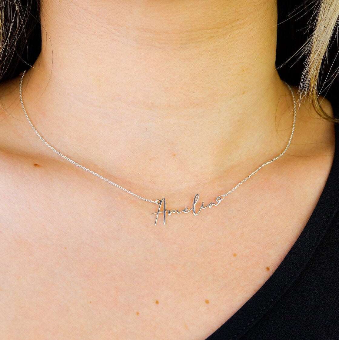 Horizontal 2 Side Name Necklace