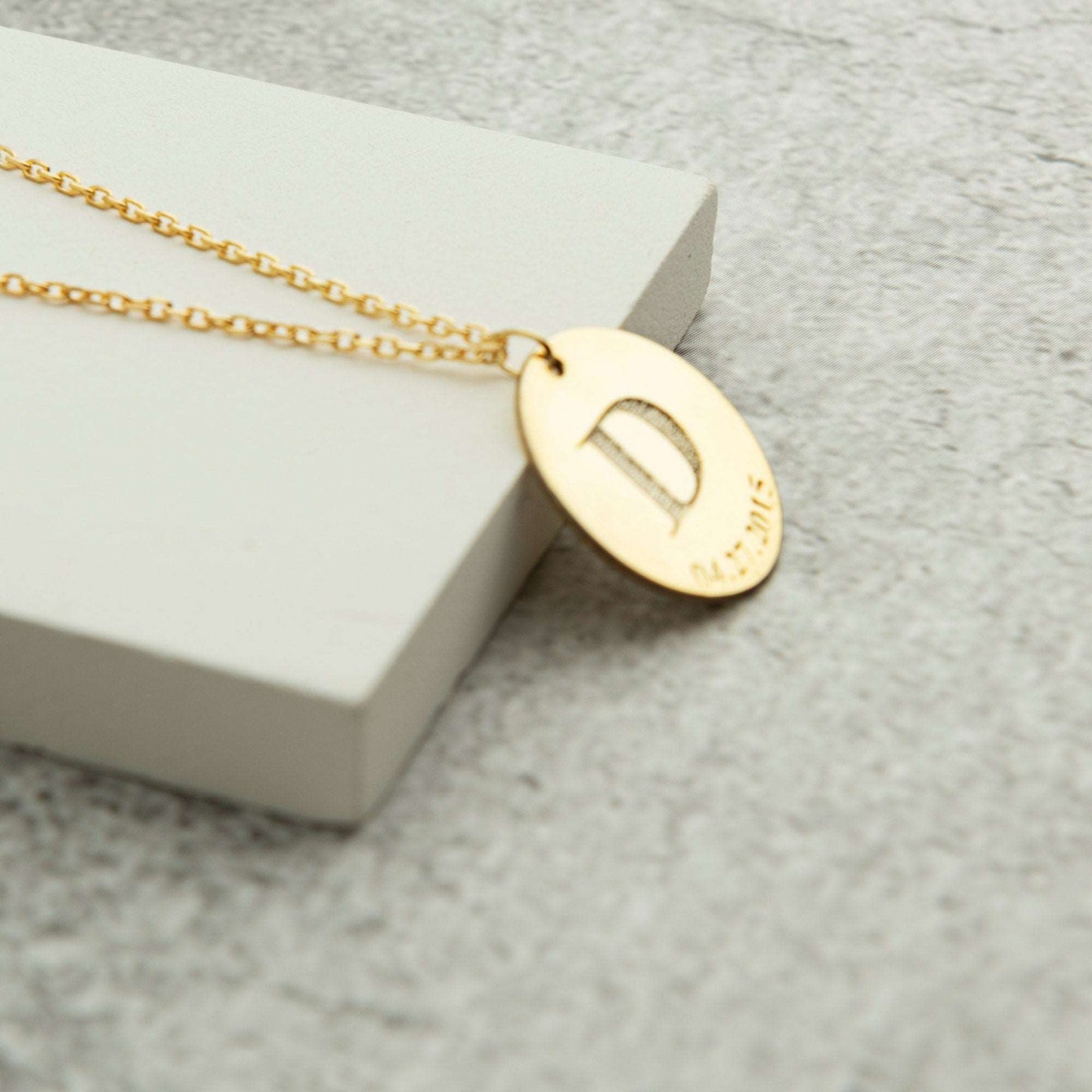 Gold Disk Initial Necklace