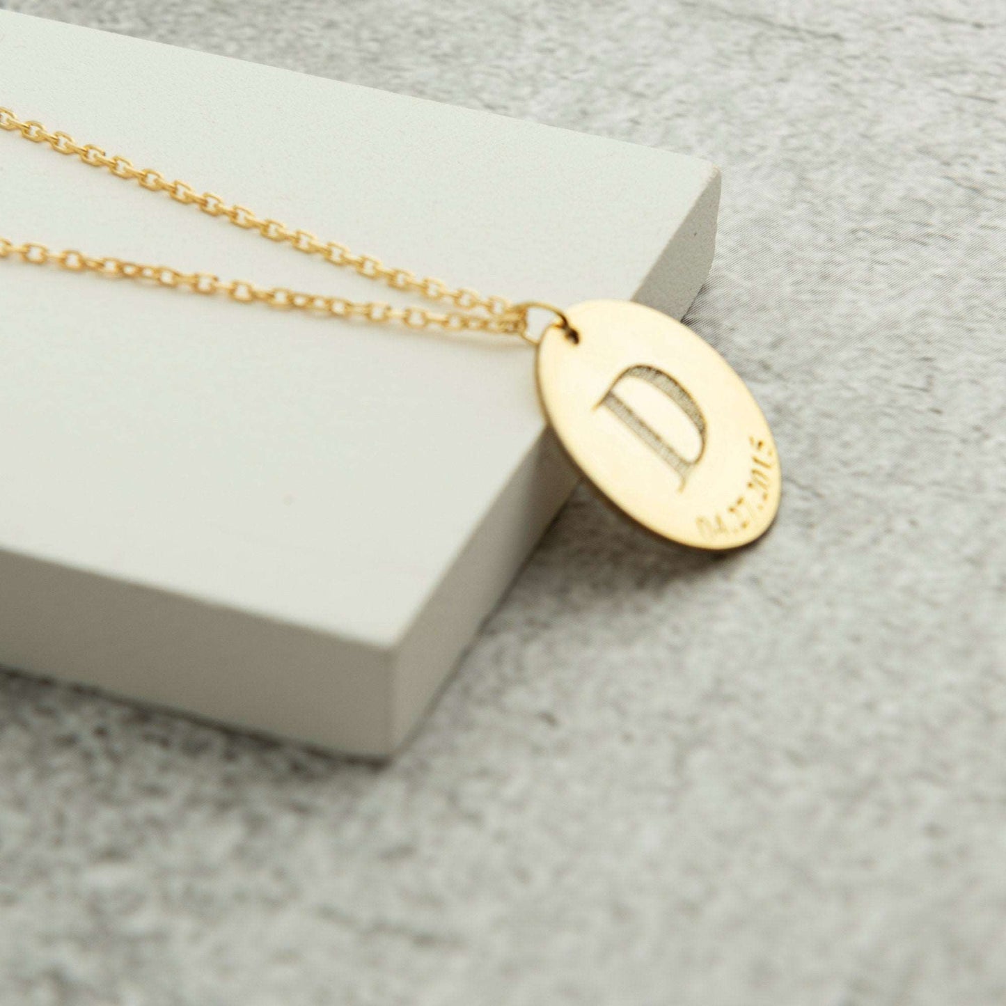 Gold Disk Initial Necklace