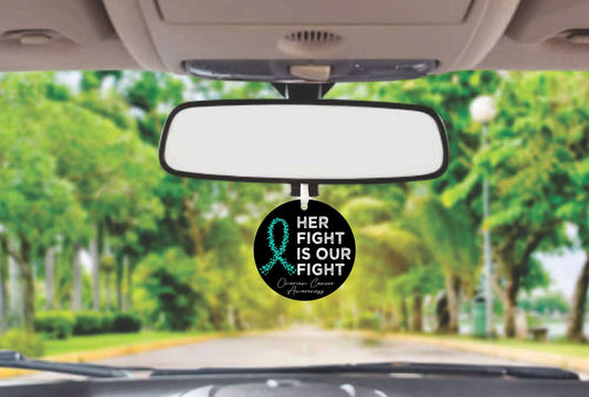 Her Fight Ovarian Cancer is Our Fight | Ovarian Cancer Awareness Car Ornament Gift