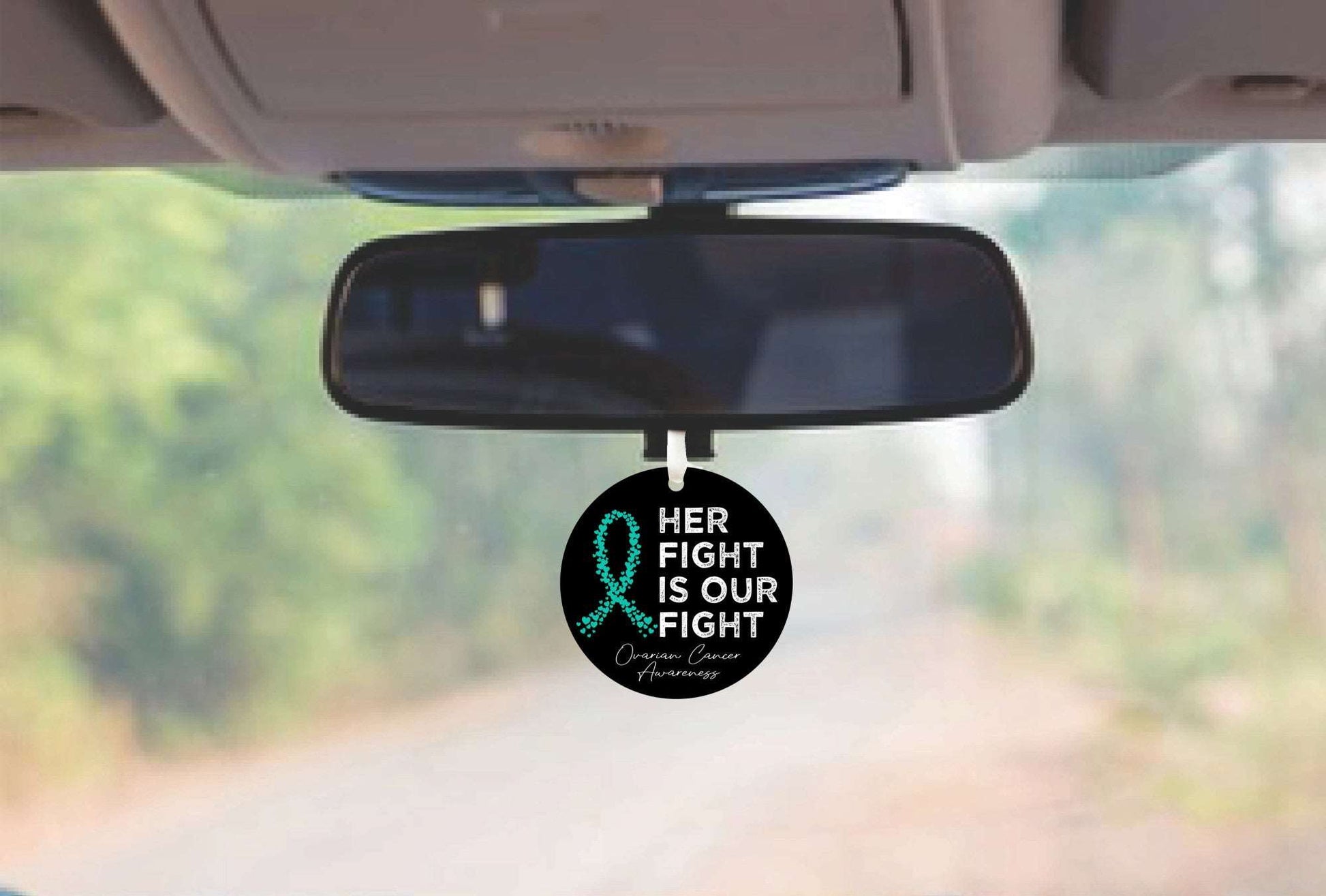 Her Fight Ovarian Cancer is Our Fight | Ovarian Cancer Awareness Car Ornament Gift