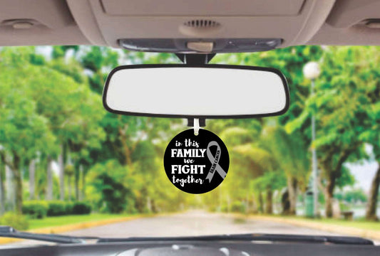 In This Family We Fight Brain Cancer Together | Brain Cancer Awareness Car Ornament Gift