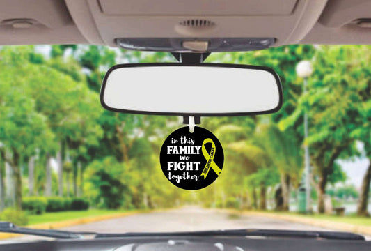 In This Family We Fight Childhood Cancer Together | Childhood Cancer Awareness Car Ornament Gift