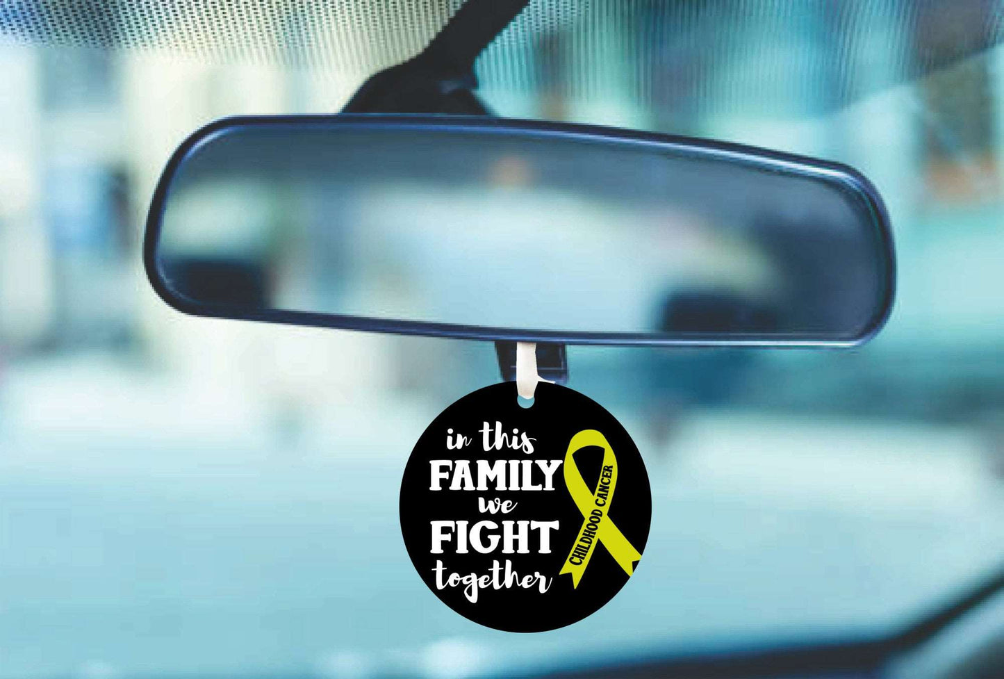 In This Family We Fight Childhood Cancer Together | Childhood Cancer Awareness Car Ornament Gift