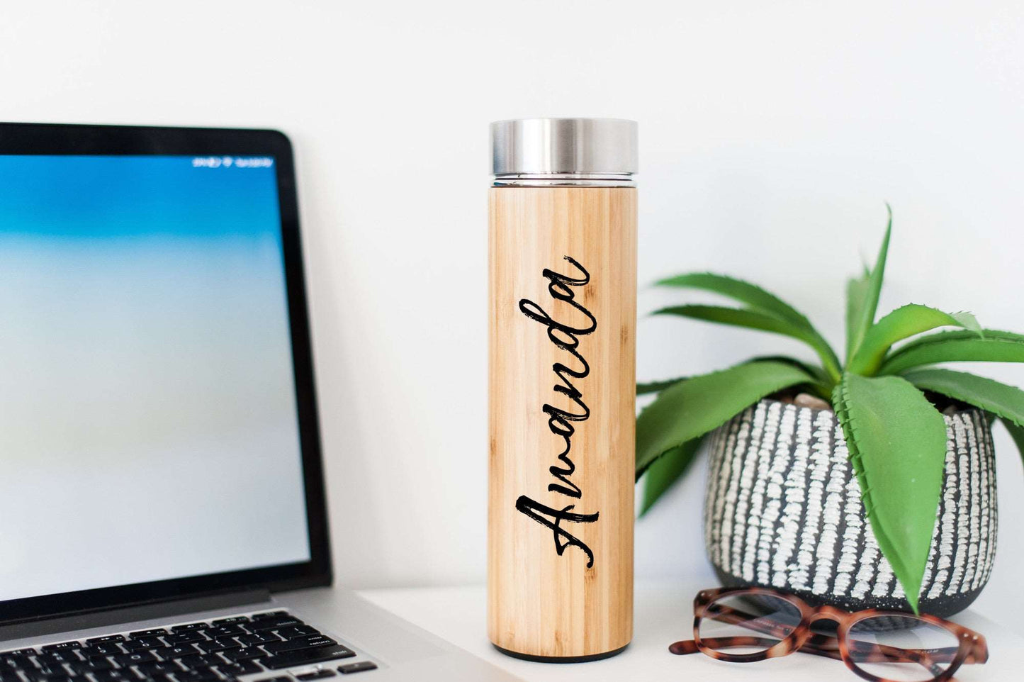 Name Eco-Friendly Bamboo Water Bottle | Hot Beverage Tumbler