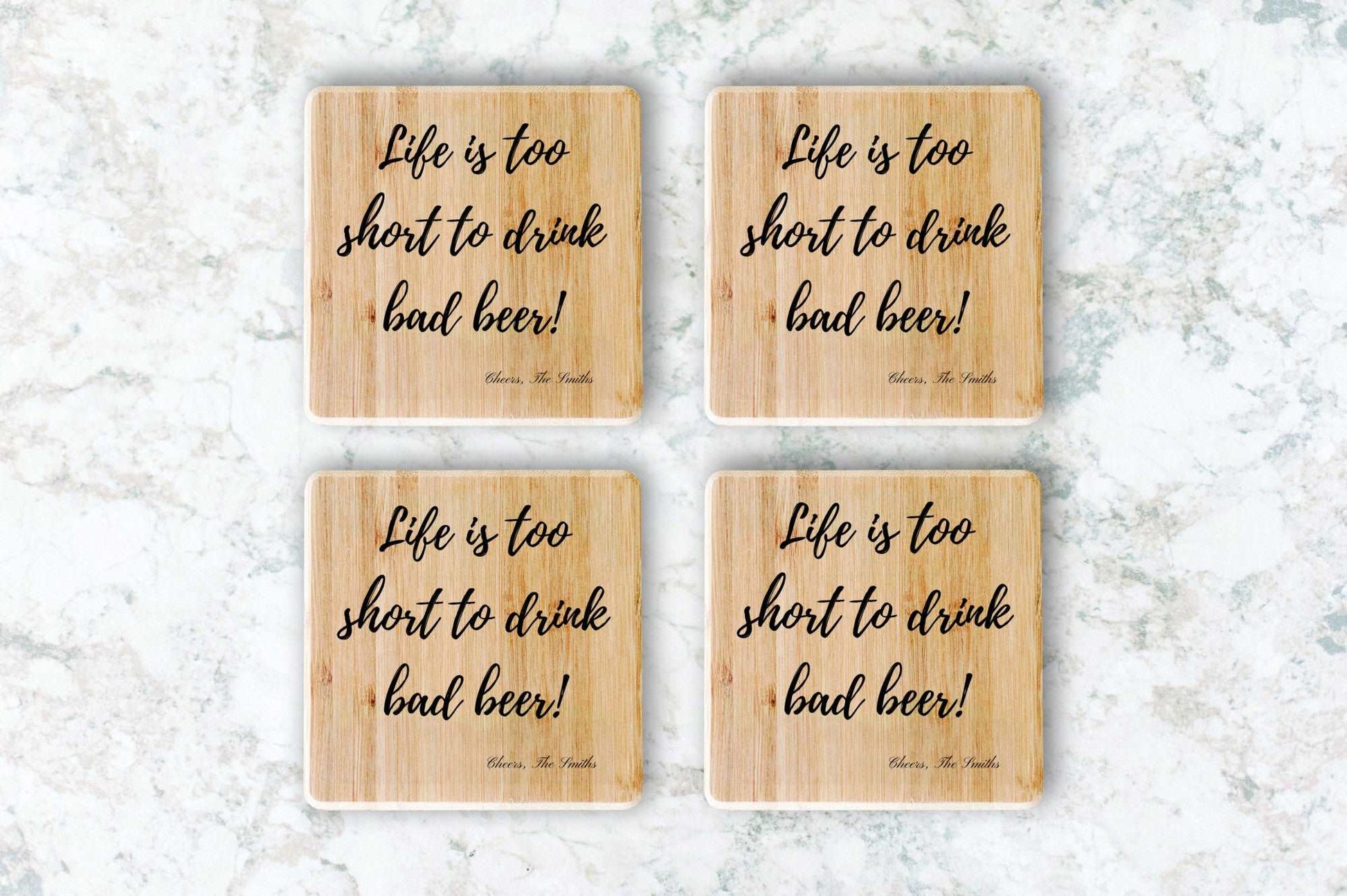 Life is too short, The Smiths, Family Name Bamboo Coasters