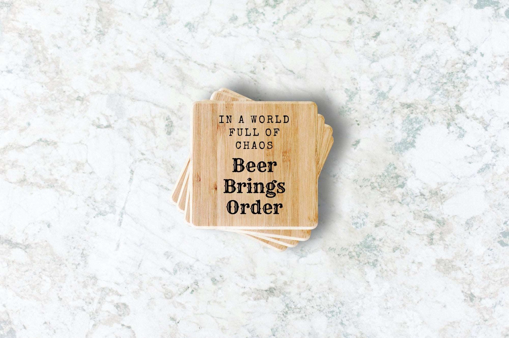 In a World Full of Chaos, Beer Brings Order Bamboo Coasters