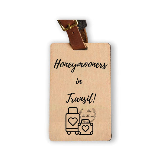 Honeymooners in Transit Bamboo Luggage Tag