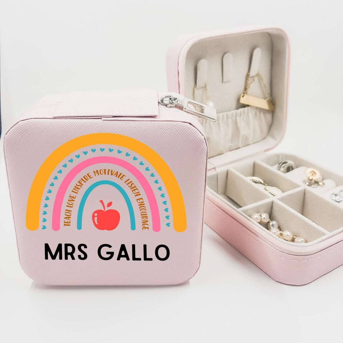 Custom Teacher Gift | Personalized Pink Jewelry Box | Custom Birthday Gift | Custom Wedding Gift | Pink Minimalist Teacher Gift | Personalized Graduation Gift