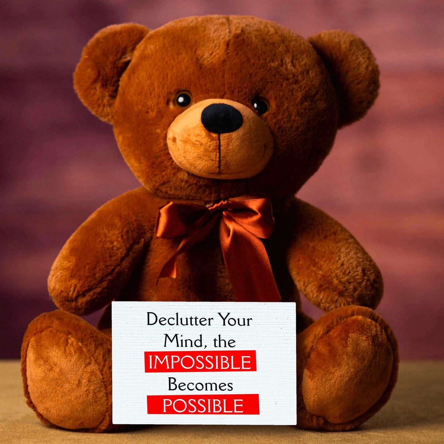 Brown Teddy Bear with Message Card, Declutter Your Mind, Plush Stuffed Animal, Toys & Games, ADHD