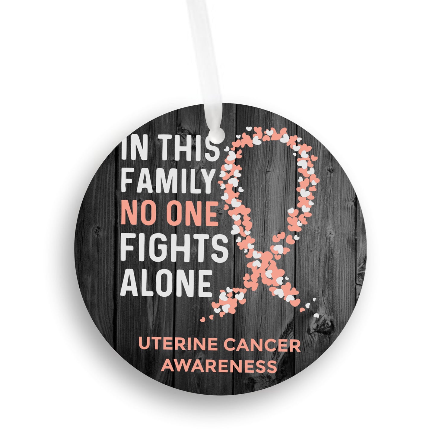 Unified Strength, In This Family, No One Fights Alone, Uterine Cancer Awareness Ornament