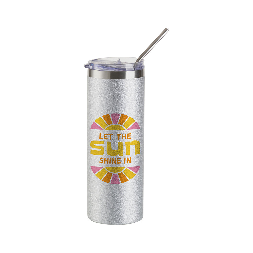 Craft Express 4 Pack 20 oz Silver Glitter Stainless Steel Tumbler