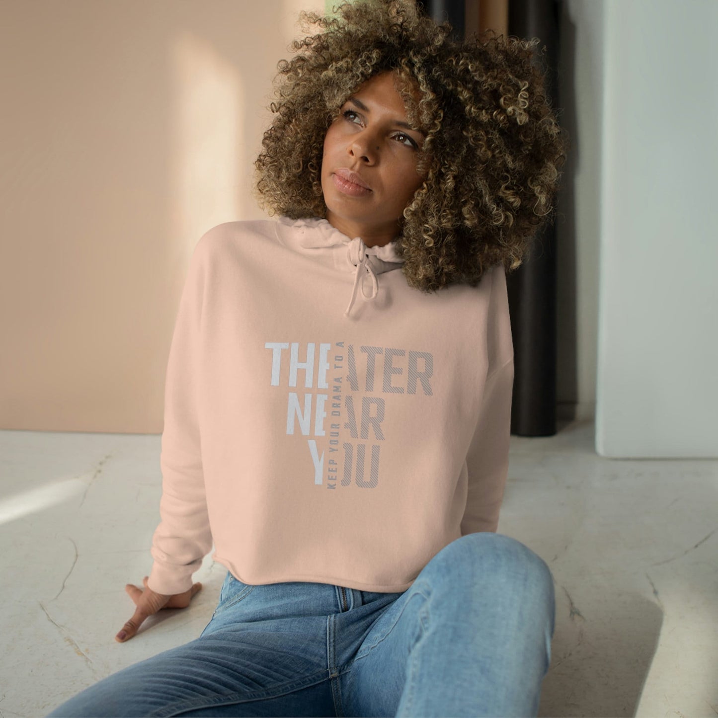 Theater Crop Hoodie, Cute Drama-Free Zone Hoodie, Minimalist Girl Hoodie, Comfortable Hoodie for Her, Cute No Drama Crop Top, Gothic Hoodie