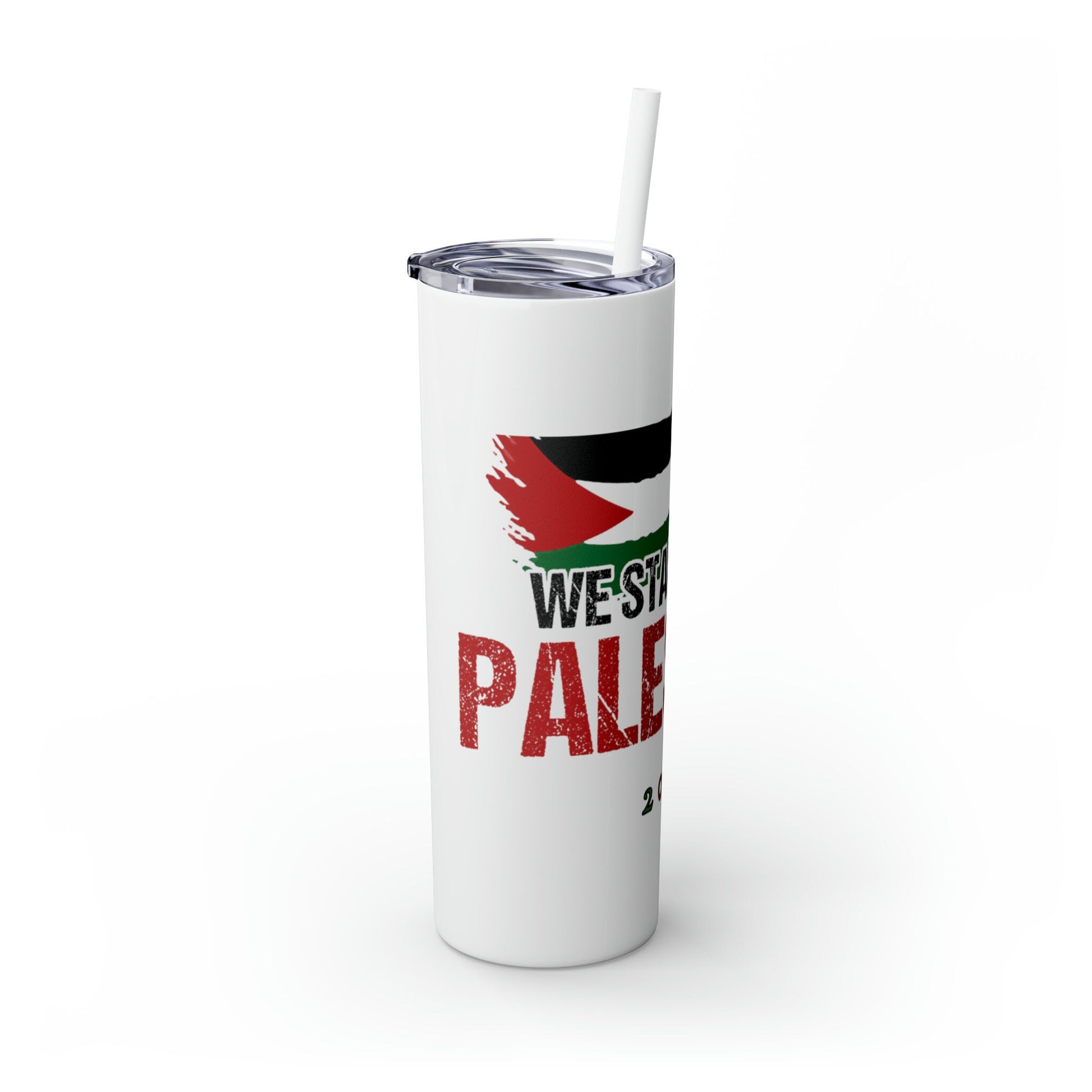 We Stand with Palestine Skinny Tumbler with Straw, 20oz