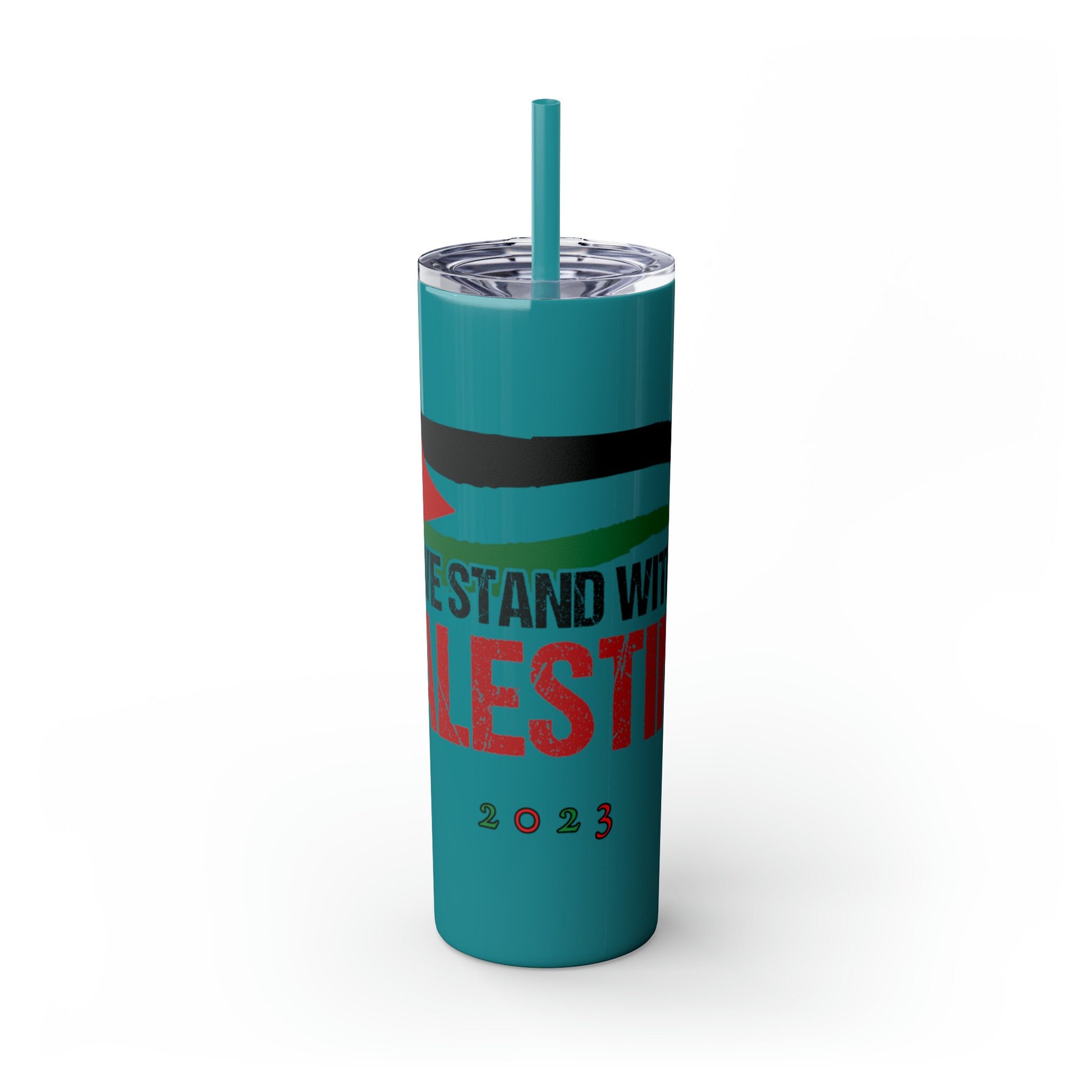 We Stand with Palestine Skinny Tumbler with Straw, 20oz