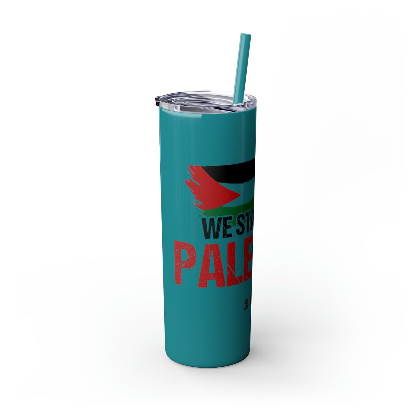 We Stand with Palestine Skinny Tumbler with Straw, 20oz