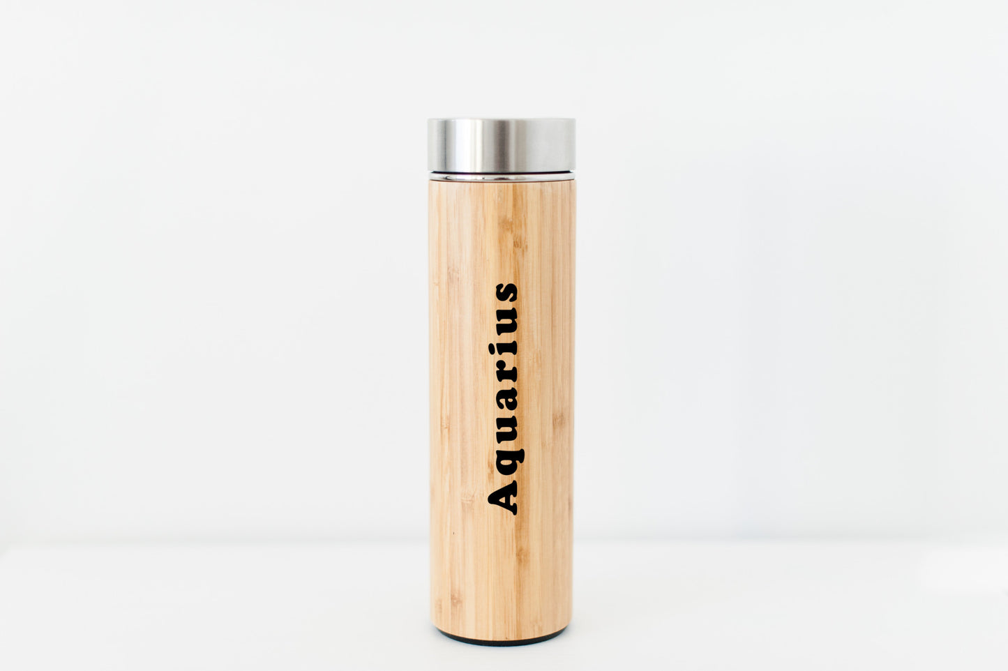 Engraved Zodiac Aquarius Sign Eco-Friendly Bamboo Water Bottle | Hot Beverage Tumbler