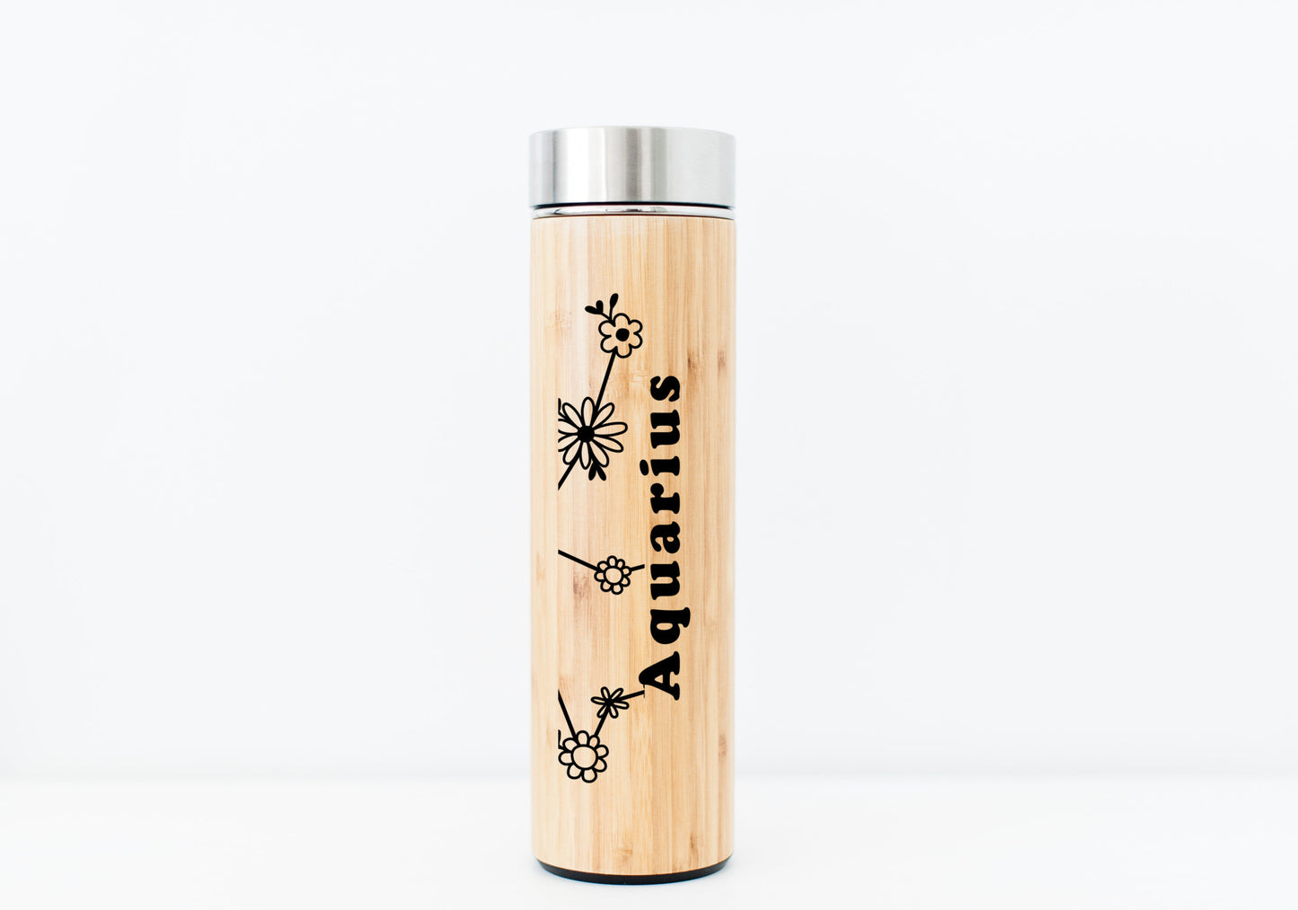 Zodiac Sign Aquarius Bamboo Water Bottle or Hot Beverage Tumbler