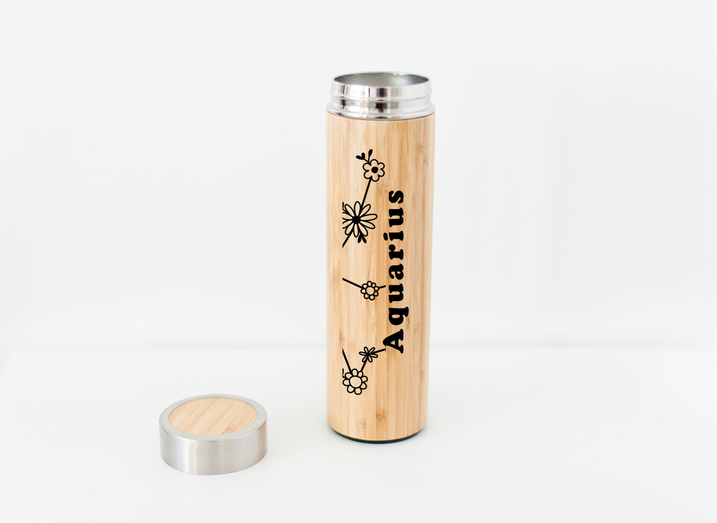 Zodiac Sign Aquarius Bamboo Water Bottle or Hot Beverage Tumbler