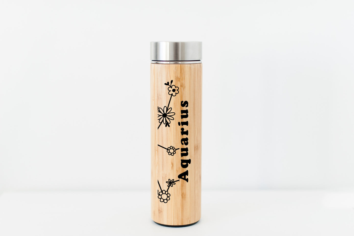 Zodiac Sign Aquarius Bamboo Water Bottle or Hot Beverage Tumbler