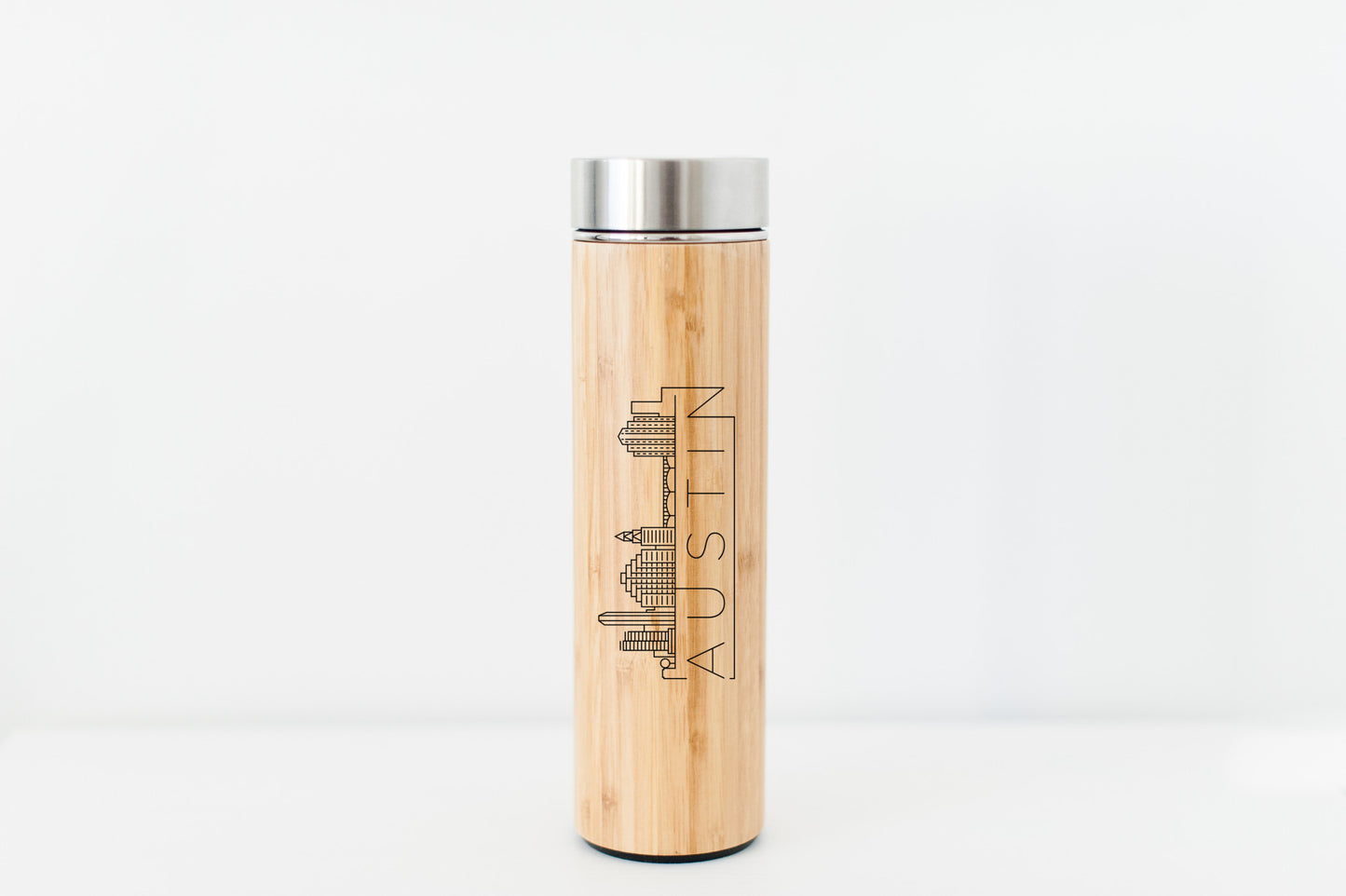 Austin City USA Skyline Eco-Friendly Bamboo Water Bottle or Hot Beverage Tumbler