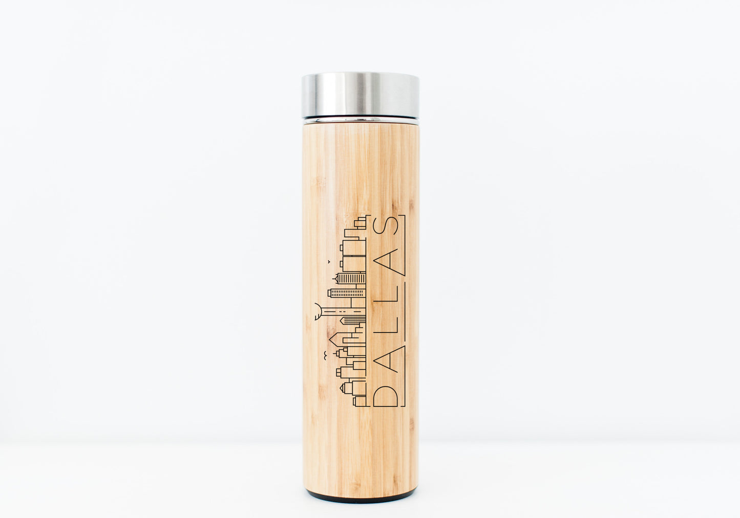 Dallas USA Skyline Eco-Friendly Bamboo Water Bottle or Hot Beverage Tumbler