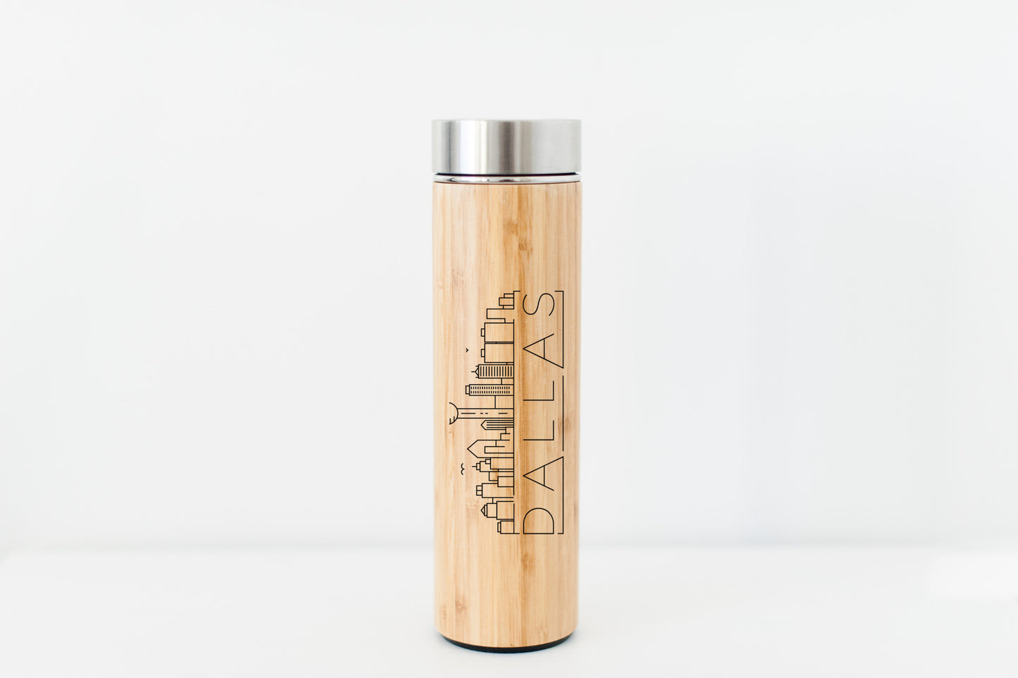 Dallas USA Skyline Eco-Friendly Bamboo Water Bottle or Hot Beverage Tumbler